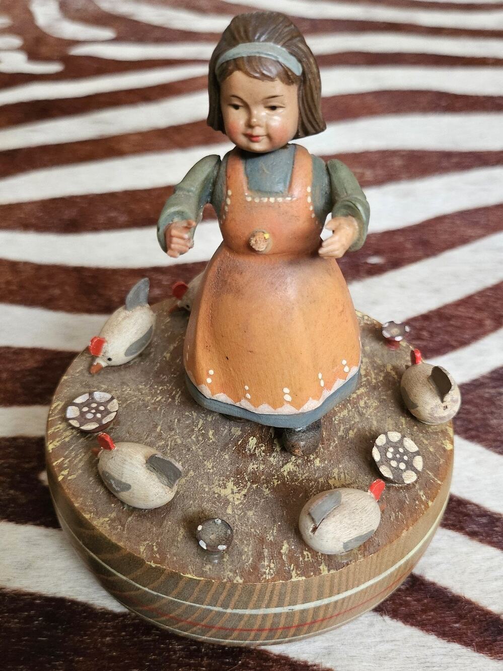 ANRI MUSIC BOX "TALK TO THE ANIMALS “ Girl Birds Thorens Movement WORKS 5”